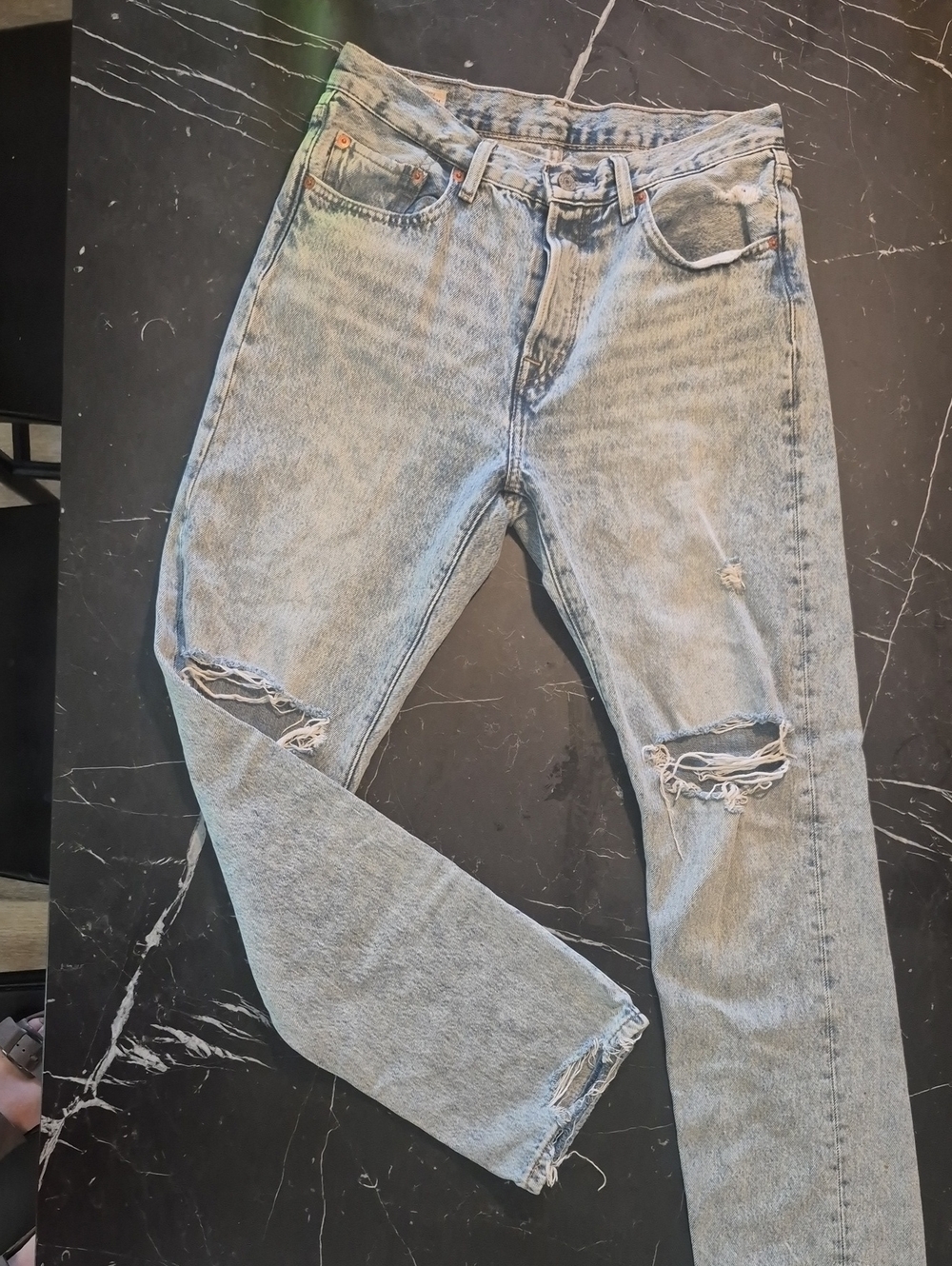 Levi's Premium Light Blue Ripped Straight Jeans